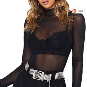 Mesh Mock Neck Longsleeve Top NWT